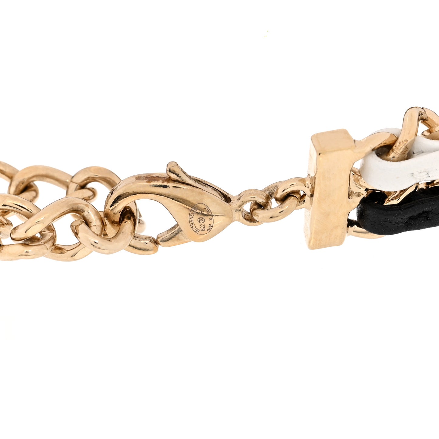Metal Lambskin Reissue Lock Choker Necklace Black White Gold