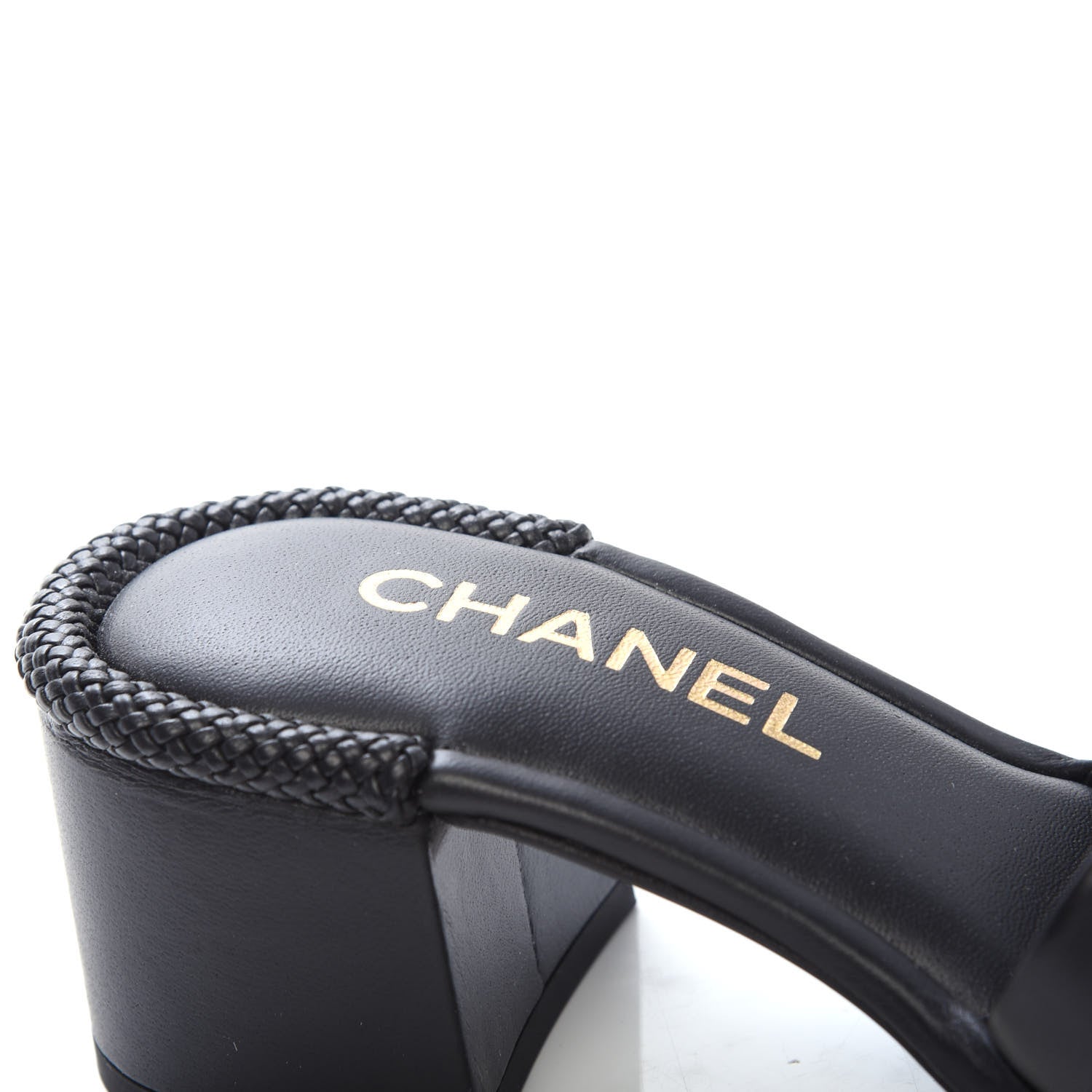 Chanel Lambskin CC Braided Mules 36 Black 6 of 9