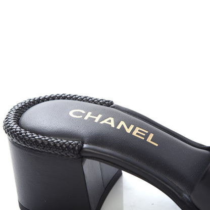 Chanel Lambskin CC Braided Mules 36 Black 6 of 9