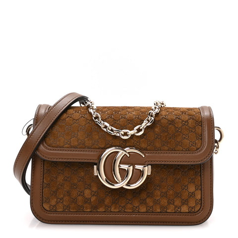 Suede Micro GG Small Go Shoulder Bag Brown
