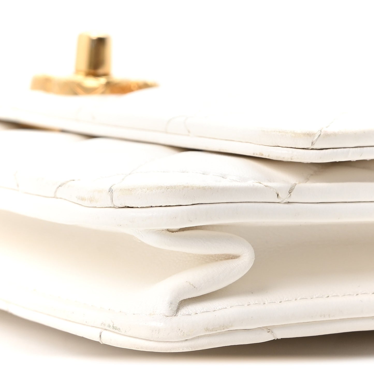 Lambskin Quilted Pillow Crush Wallet On Chain WOC White