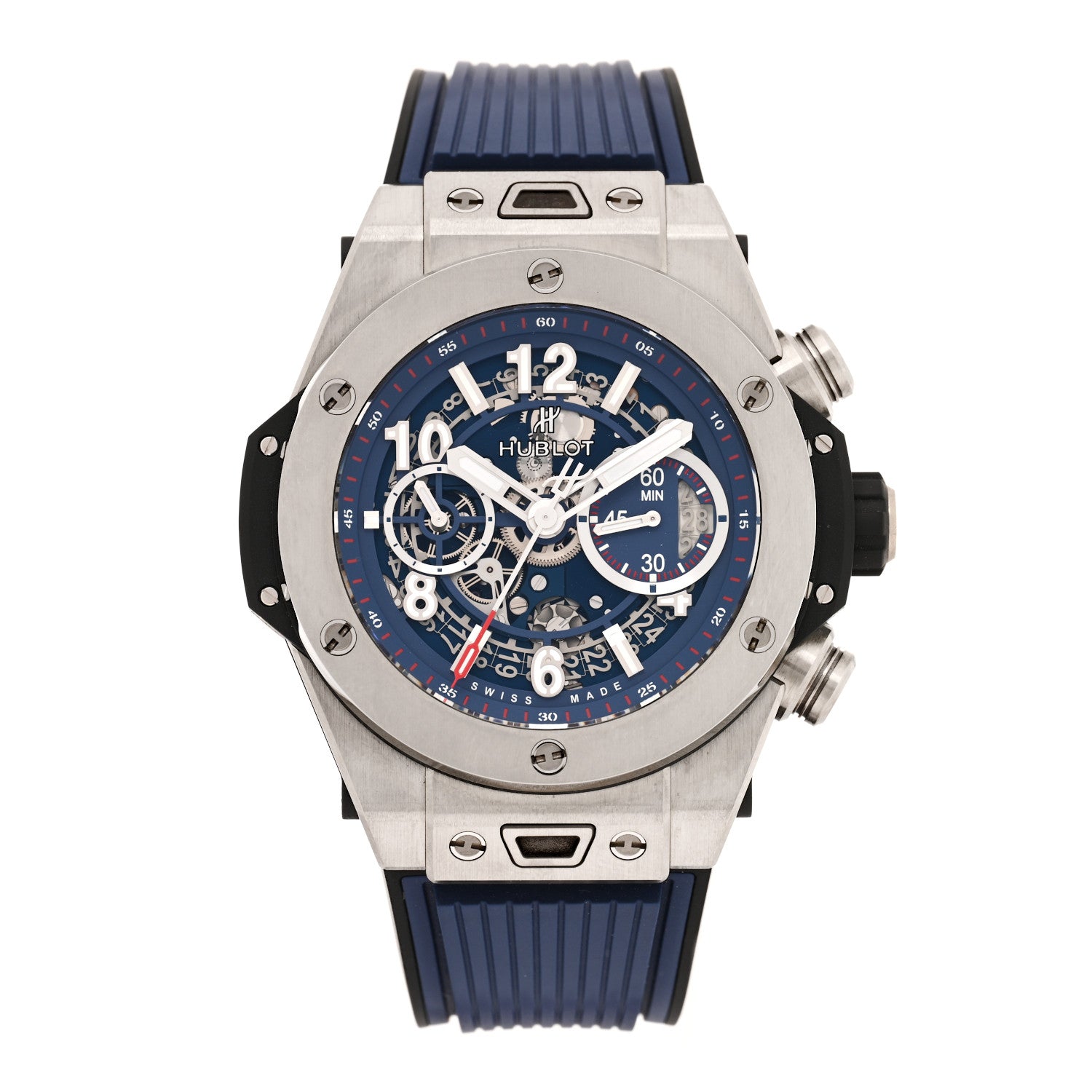Hublot Titanium Rubber 45mm Big Bang Unico Automatic Watch Blue 411.NX.5179.RX 1 of 4