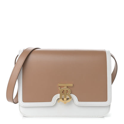 Burberry Smooth Calfskin Monogram Medium TB Bag Chalk White Camel 1 of 13