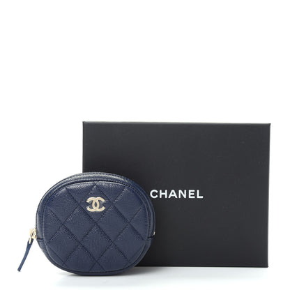 Chanel Caviar Quilted Zip Around Classic Coin Purse Navy Blue 8 of 8
