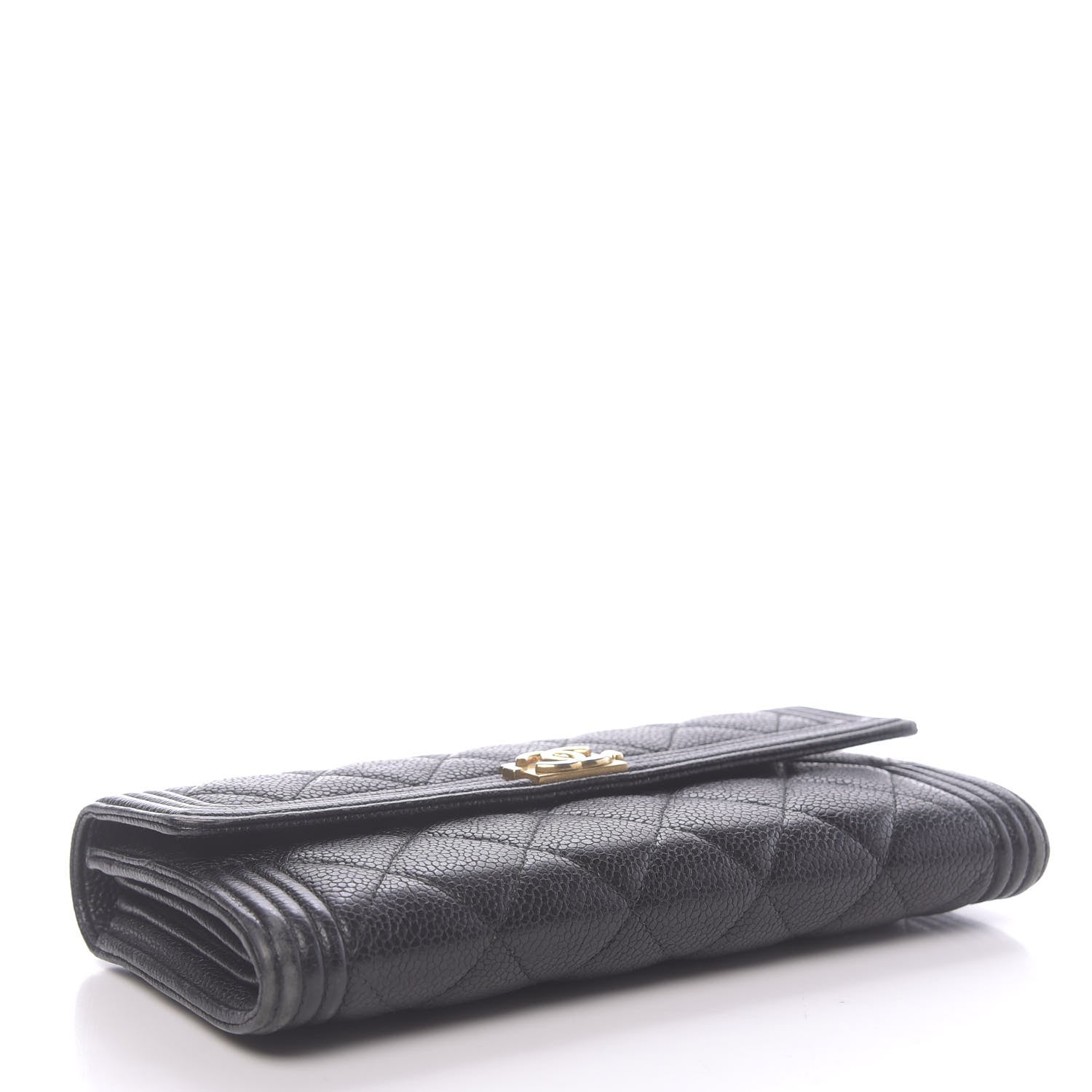 Chanel Caviar Quilted Large Boy Gusset Flap Wallet Black 4 of 12