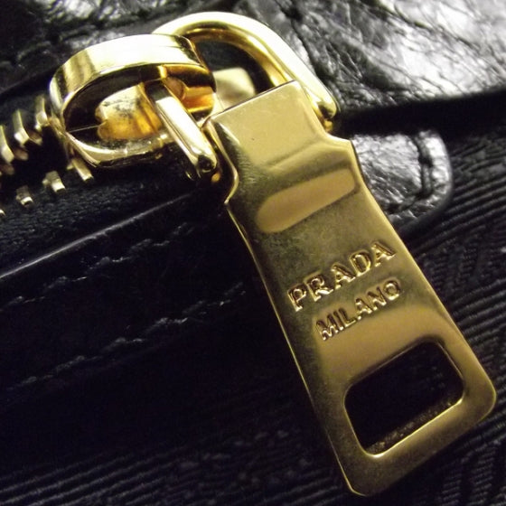 Prada Vitello Shine Buckle Shoulder Bag Black 10 of 12