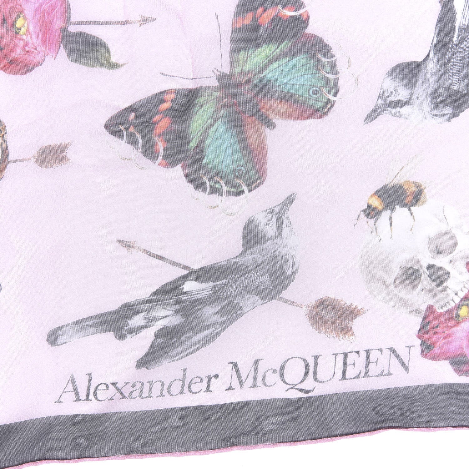 Alexander McQueen Silk Chiffon Butterfly Scarf Pink Multicolor 3 of 6