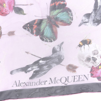 Alexander McQueen Silk Chiffon Butterfly Scarf Pink Multicolor 3 of 6
