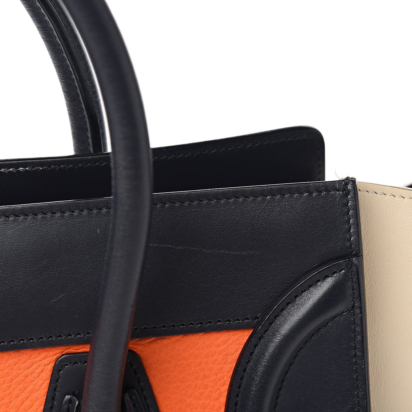 Smooth Calfskin Micro Tri-Color Luggage Bright Orange
