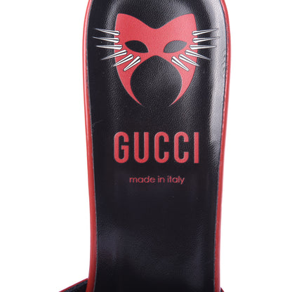 Gucci Polished Calfskin Scarlet High Heel Slide Sandals 40 Heron Red 7 of 8