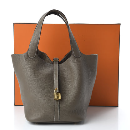 Hermes Taurillon Clemence Picotin Lock 22 MM Etoupe 10 of 10