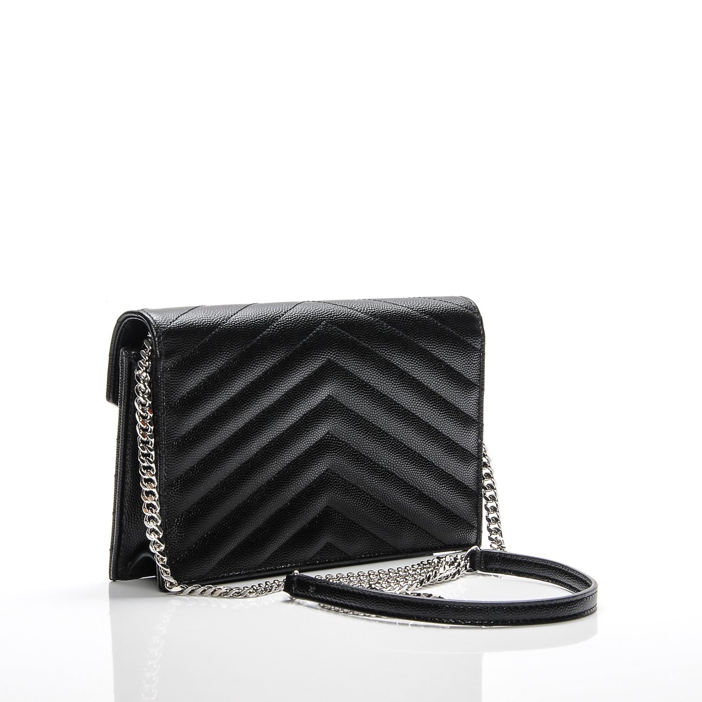 Sheepskin Matelasse Chevron Monogram Large College Satchel Black