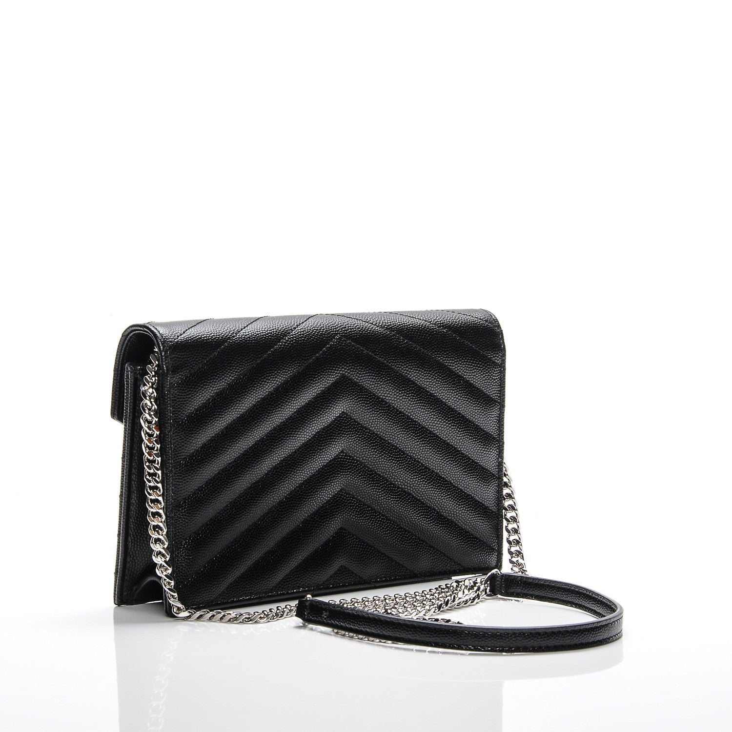 Saint Laurent Sheepskin Matelasse Chevron Monogram Large College Satchel Black 11 of 15