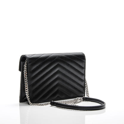 Saint Laurent Sheepskin Matelasse Chevron Monogram Large College Satchel Black 11 of 15
