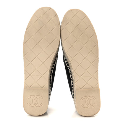 Chanel Cotton Embroidered Floral CC Espadrilles 37 Black 6 of 11