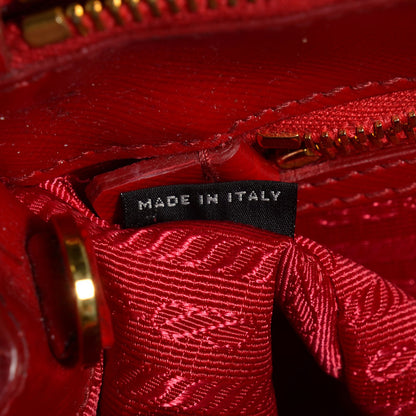 Prada Saffiano Vernice Mini Double Zip Tote Rosso 7 of 9