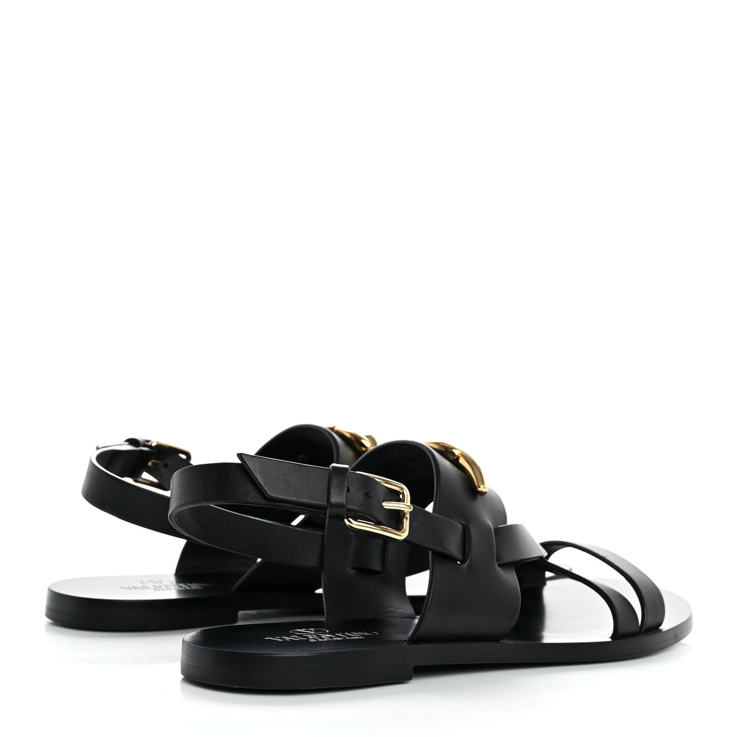 Calfskin VLogo Gate Sandals 37 Black