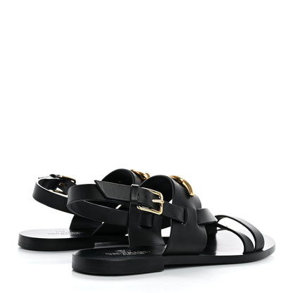 Valentino Garavani Calfskin VLogo Gate Sandals 37 Black 5 of 10