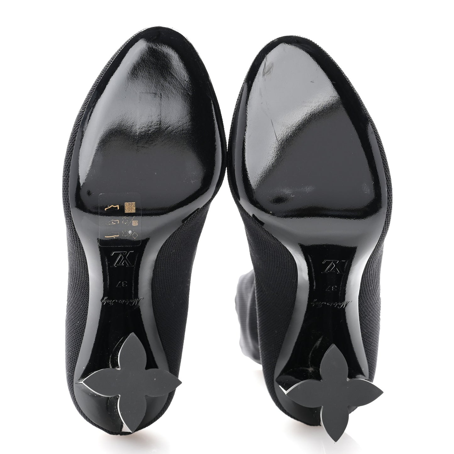 Stretch Fabric Silhouette Ankle Boots 37 Black