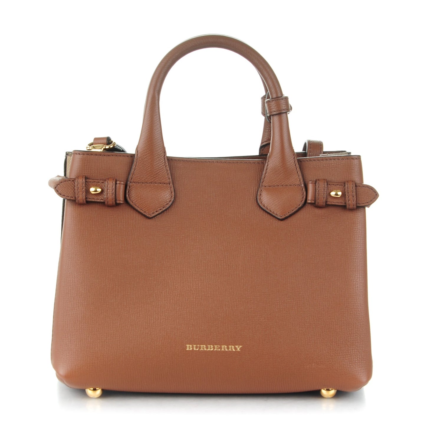 Grainy Calfskin House Check Small Banner Tote Tan