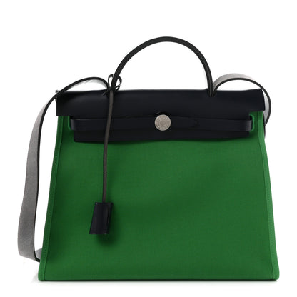 Hermes Vache Hunter Toile Herbag Zip 31 PM Cactus Bleu Indigo 1 of 12