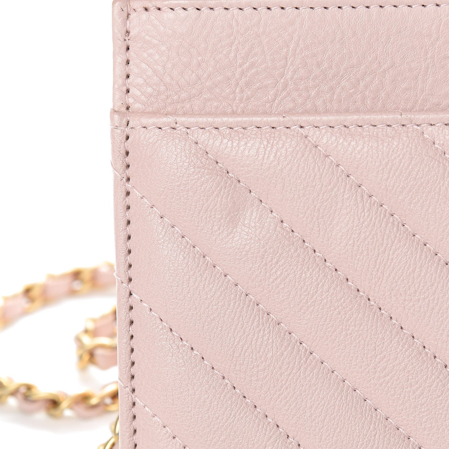Calfskin Chevron Quilted Wallet On Chain WOC Pink