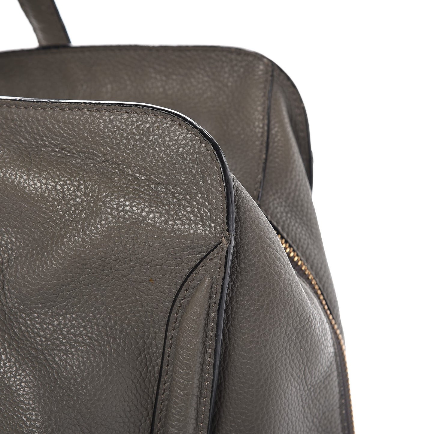 Pebbled Calfskin Large Skull Padlock Zip Around Tote Dark Grey