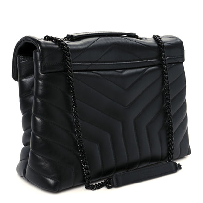 Saint Laurent Calfskin Y Quilted Monogram Monochrome Medium Loulou Chain Satchel Black 3 of 11