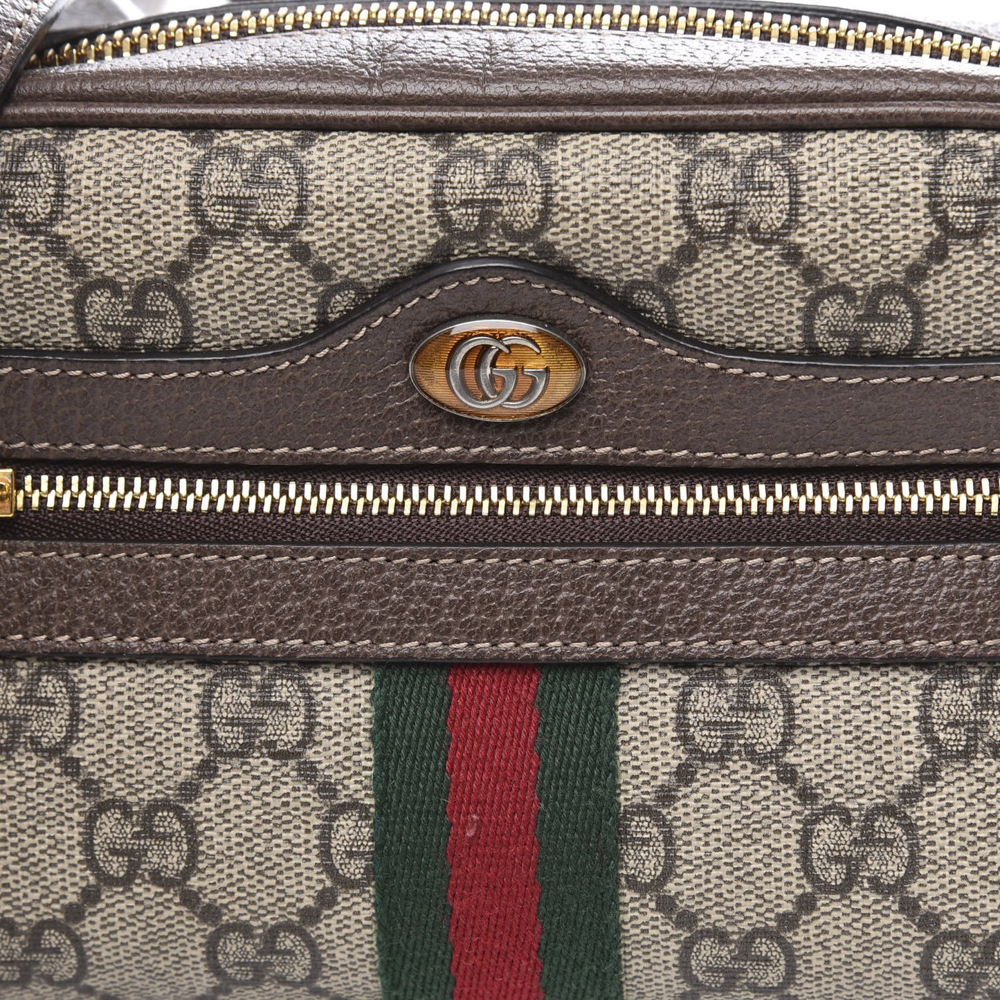GG Supreme Monogram Web Mini Ophidia Shoulder Bag Brown