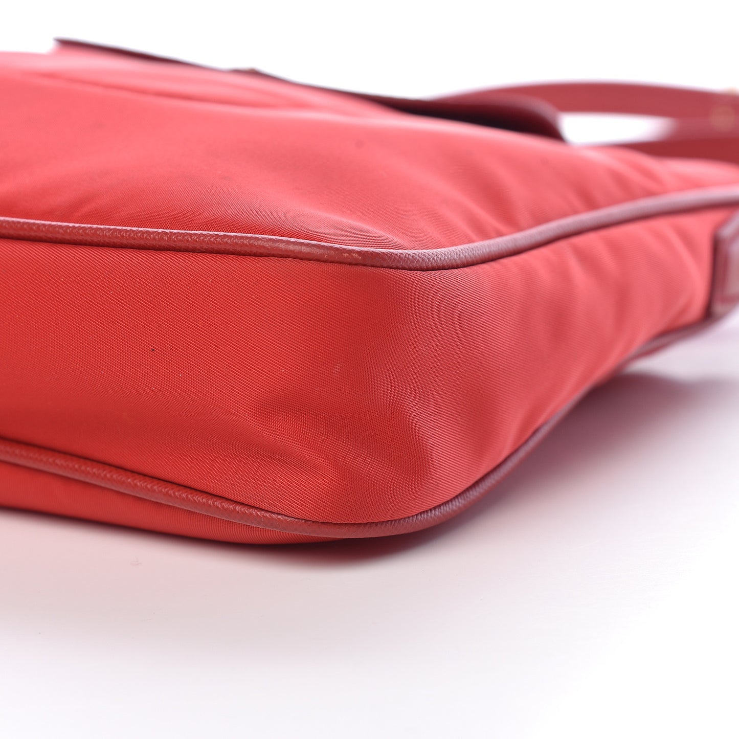 Nylon Vela Saffiano Flat Flap Messenger Bag Red