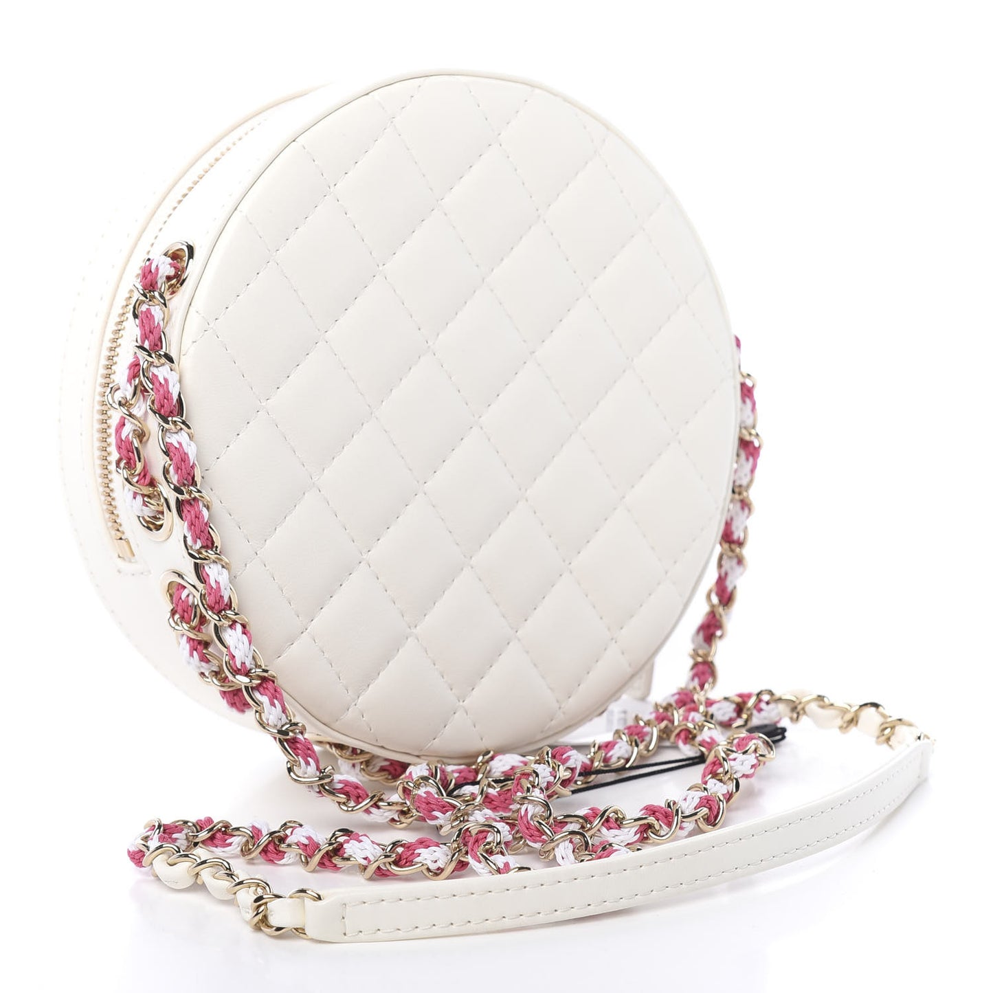 Lambskin Coco Lifesaver Round Bag Pink White