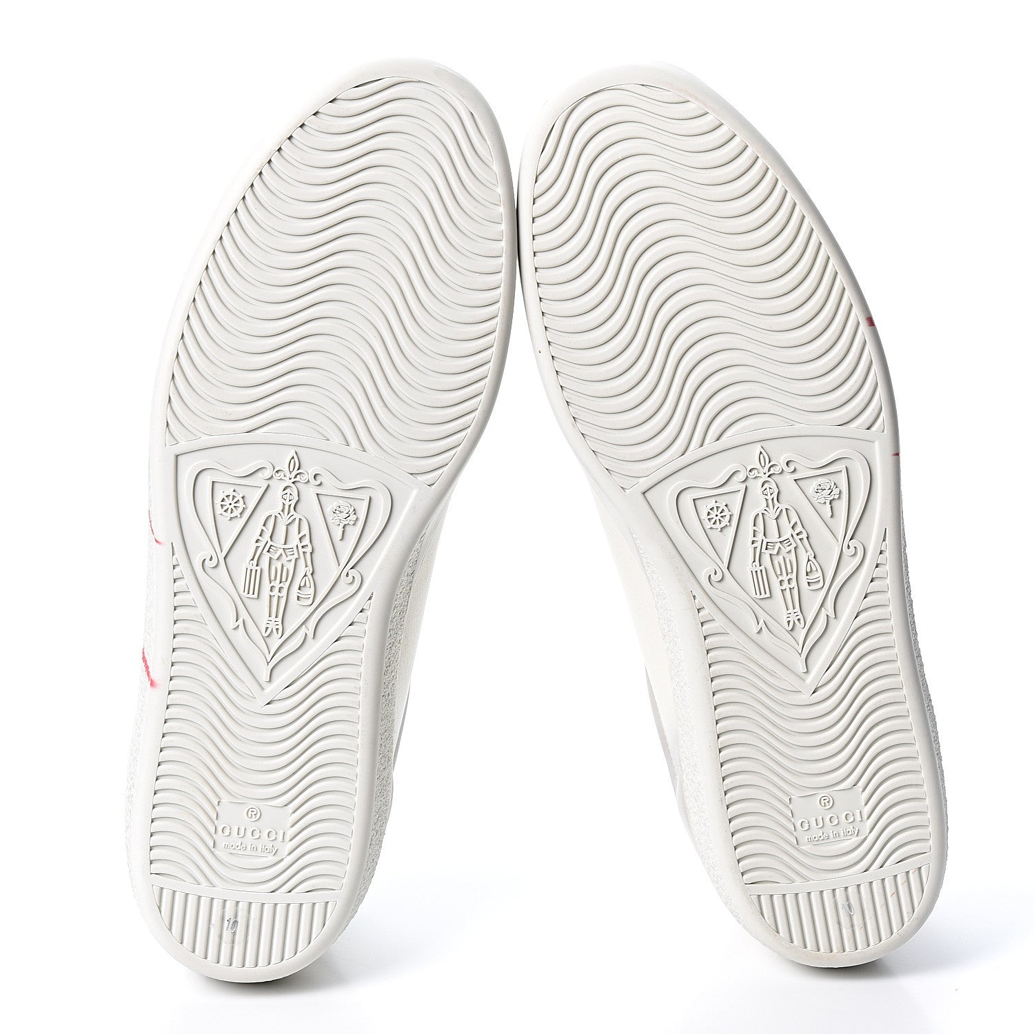Gucci Distressed Calfskin Mens Ace Blade Sneakers 10 White 6 of 10