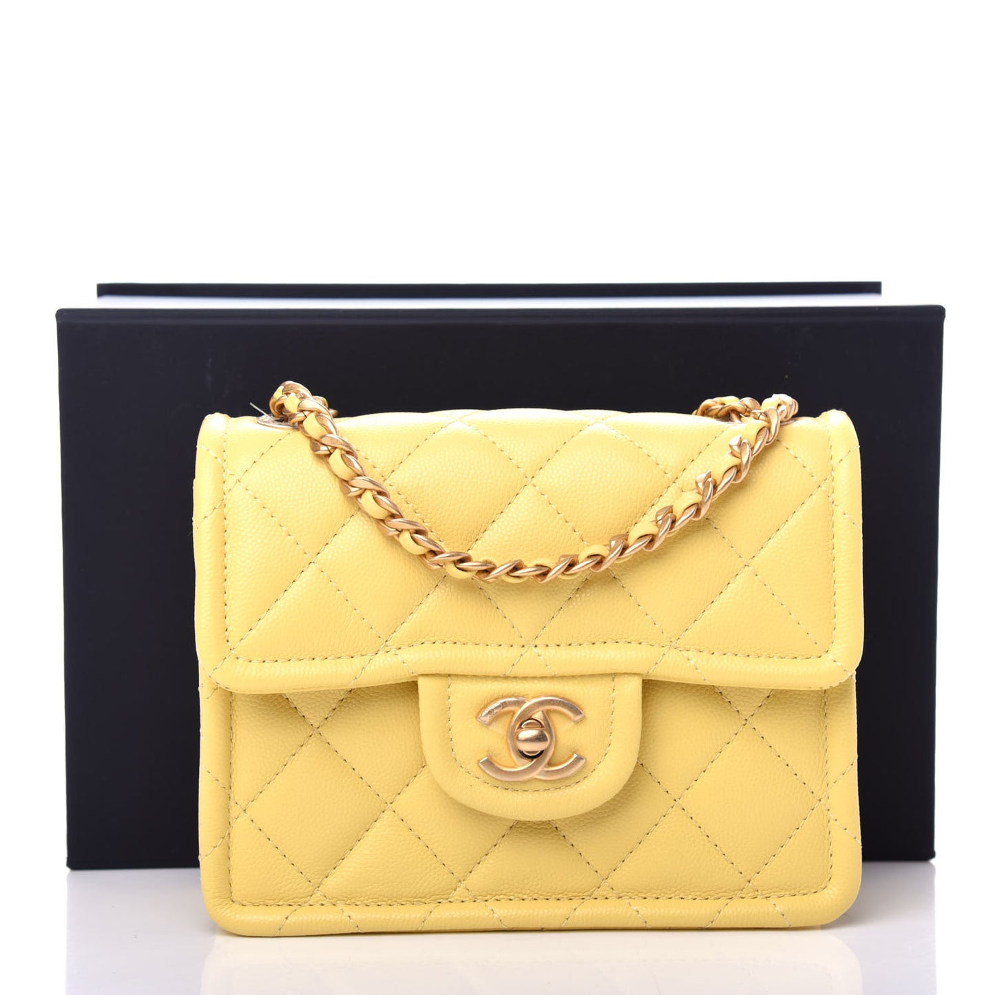 Caviar Quilted Mini Sweet Classic Flap Yellow