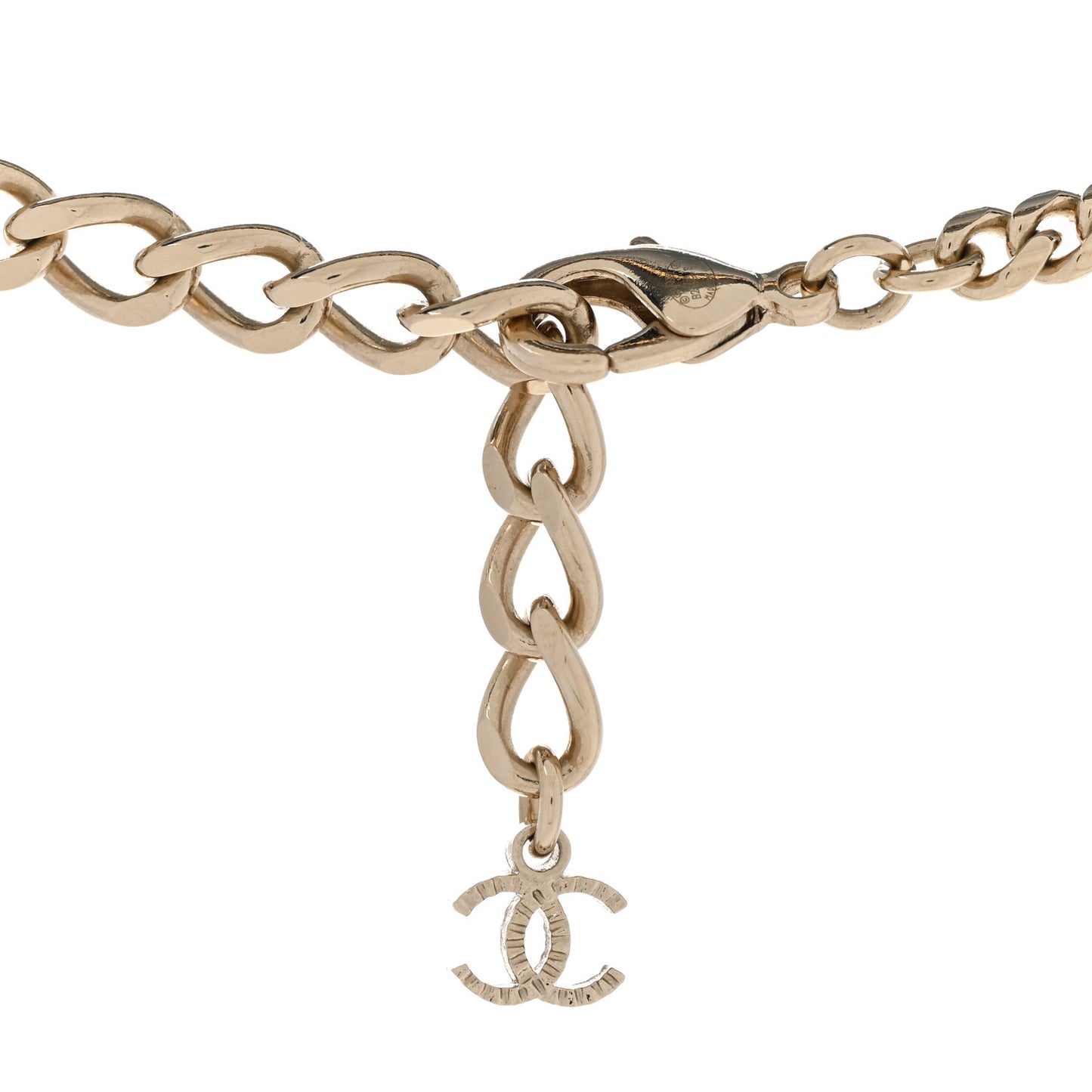 Metal Lambskin CC Choker Necklace Black Pink Gold