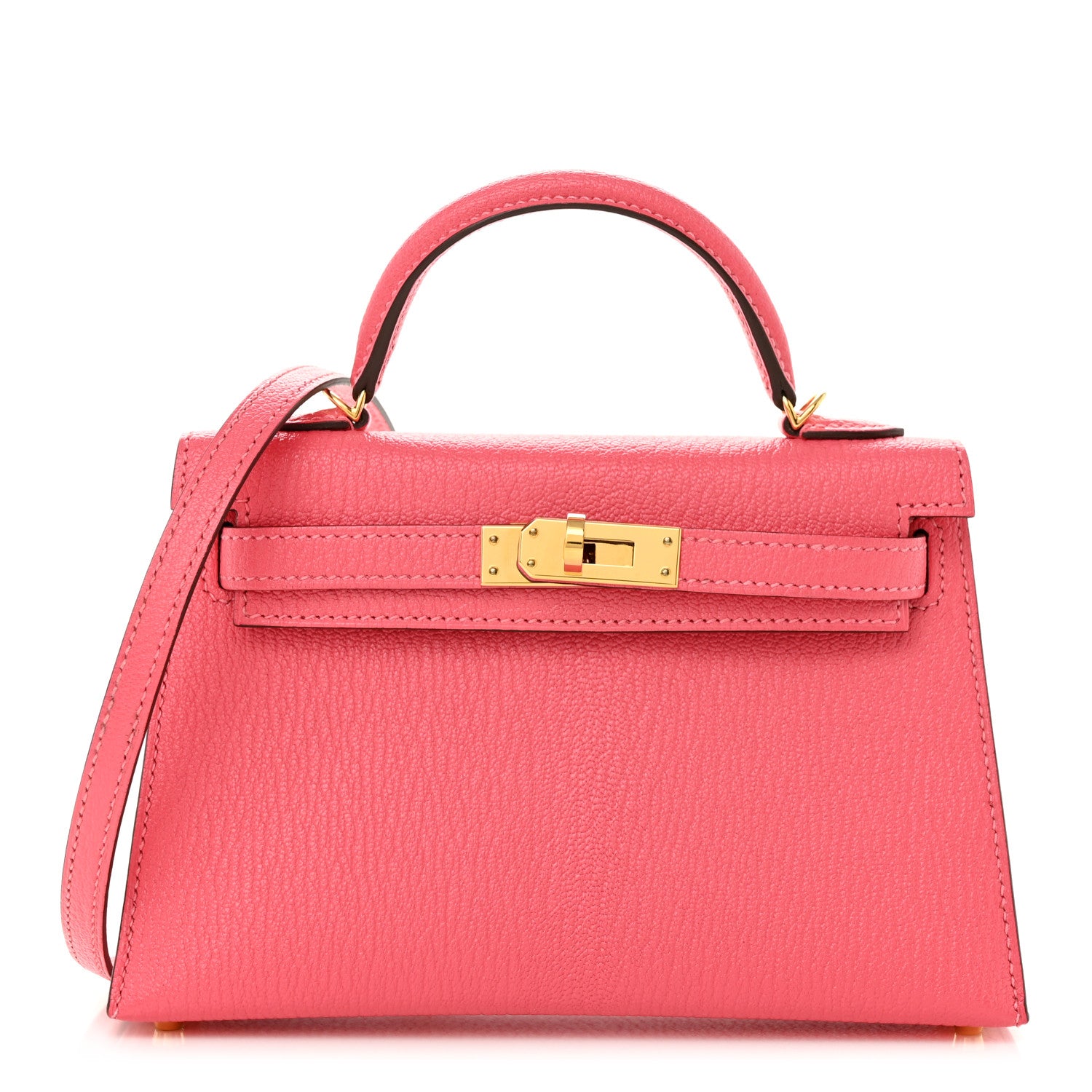 Hermes Chevre Mysore Mini Kelly Sellier 20 Rose Lipstick 1 of 11