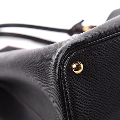 Prada Saffiano Cuir Large Double Bag Black Fuoco 16 of 21