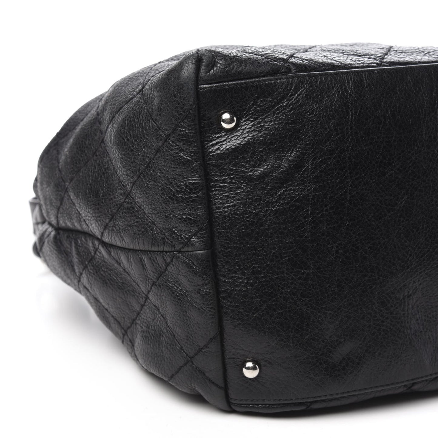 Glazed Calfskin On The Road Drawstring Tote Black