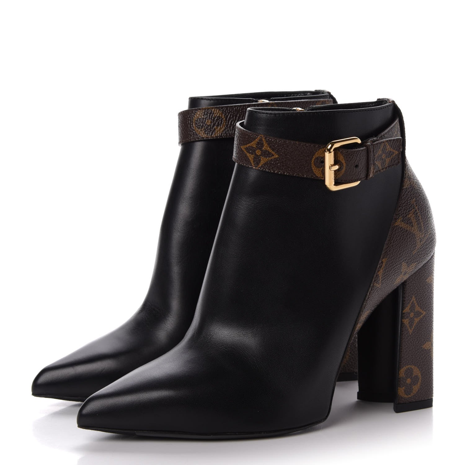 Louis Vuitton Calfskin Patent Monogram Matchmake Low Boots 37 3 of 10