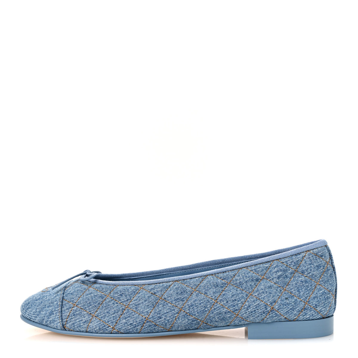 Chanel Denim Quilted CC Cap Toe Ballerina Flats 40.5 Light Blue 1 of 11