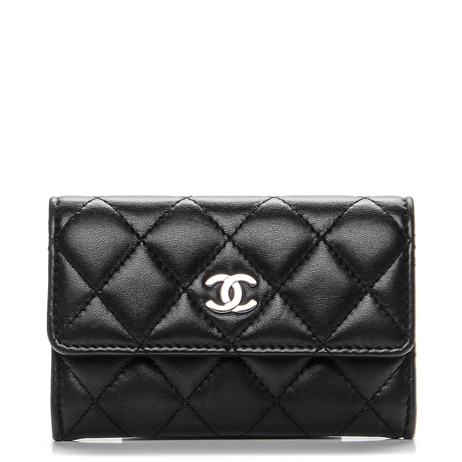 Chanel Lambskin Quilted Flap Card Holder Black 1 of 7