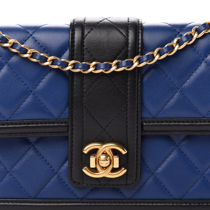 Chanel Lambskin Quilted Elegant CC Wallet On Chain WOC Blue Black 11 of 12
