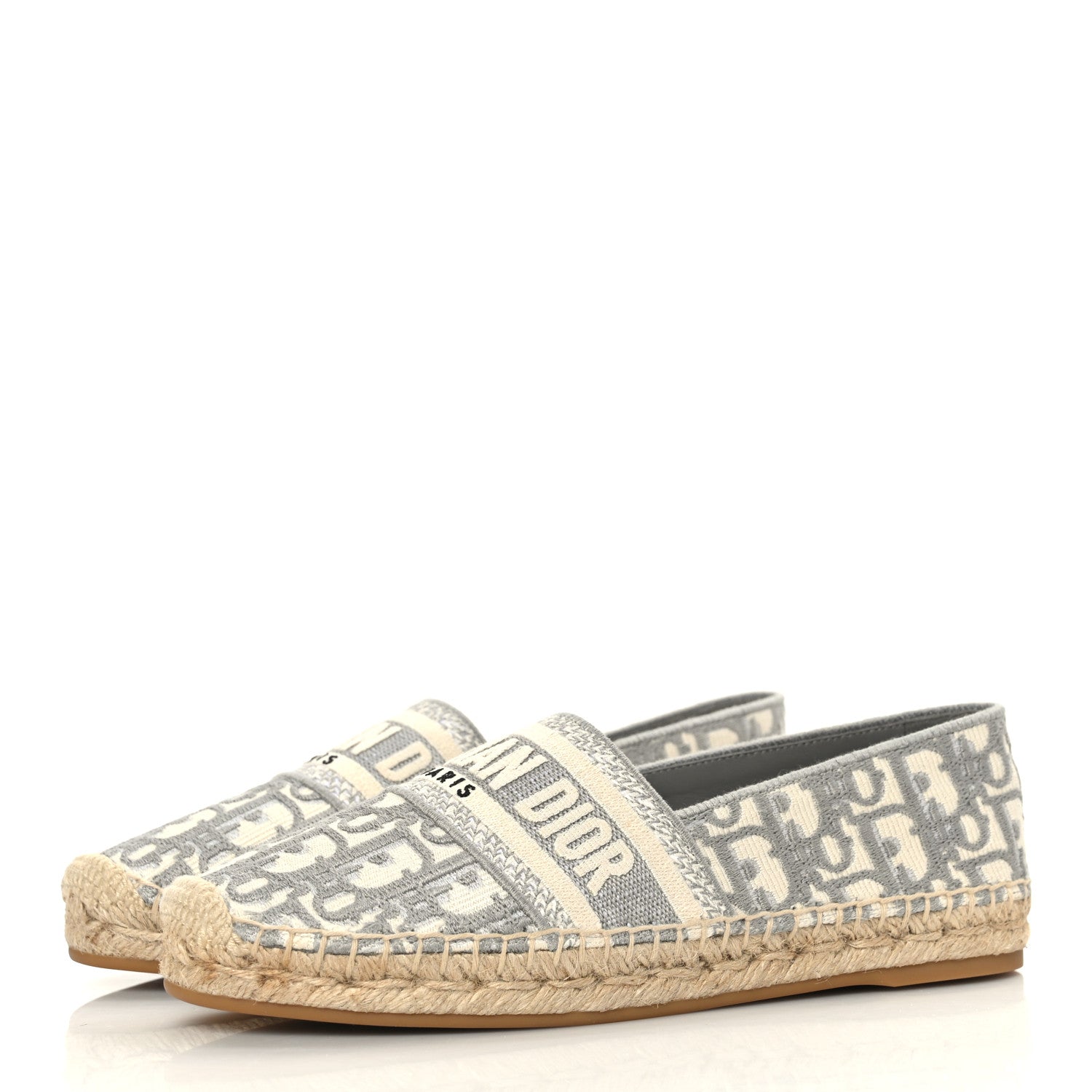 Christian Dior Oblique Embroidered Granville 15mm Espadrilles 36.5 Grey Stone 3 of 8
