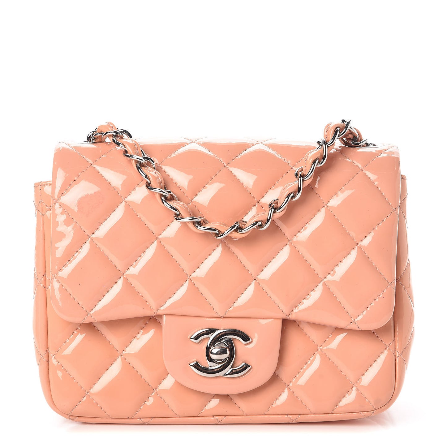 Patent Quilted Mini Square Flap Pink