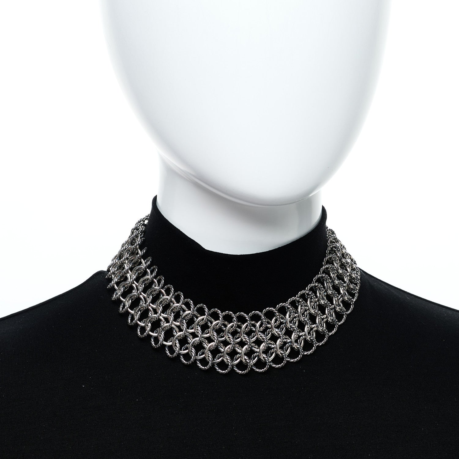 David Yurman Sterling Silver 18K Yellow Gold Atlas Chain Mail Necklace 2 of 6