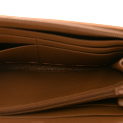 Prada Saffiano Triangle Zip Around Wallet Caramel 6 of 9