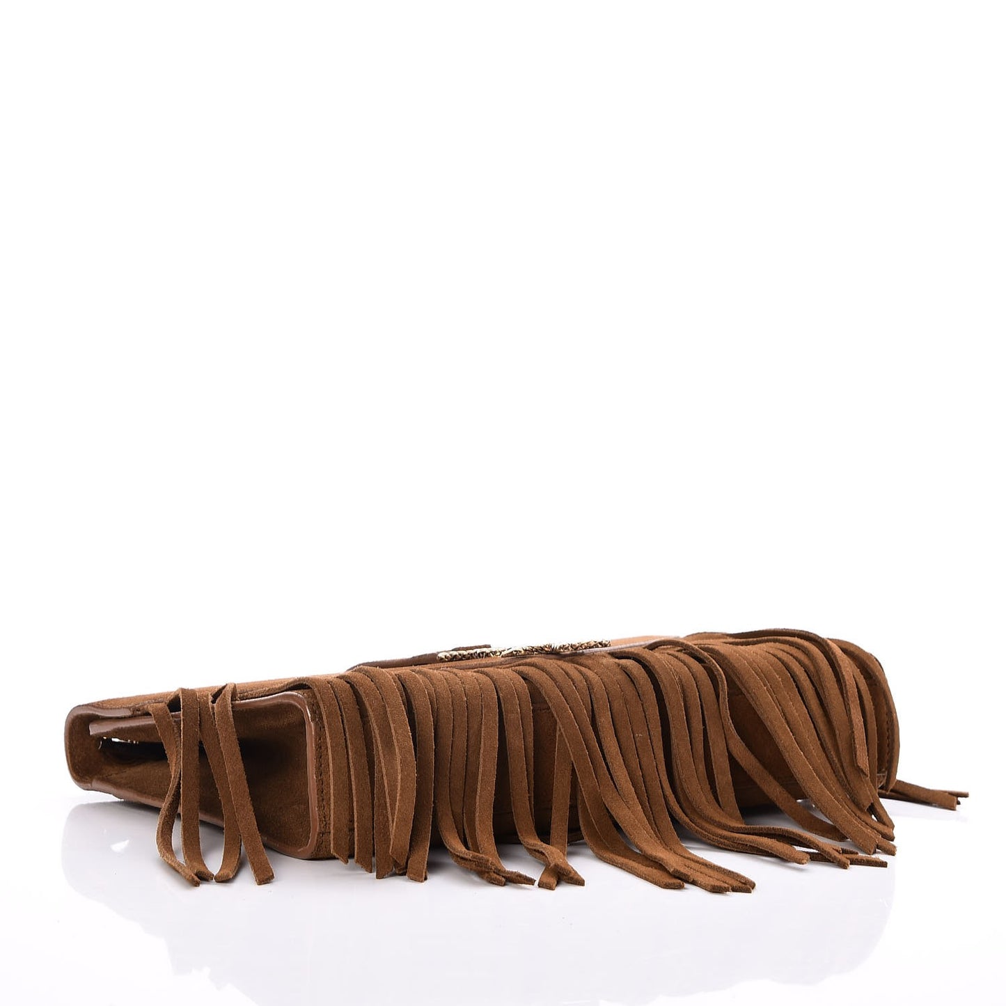 Suede Fringe Medium Monogram Satchel Light Ocre
