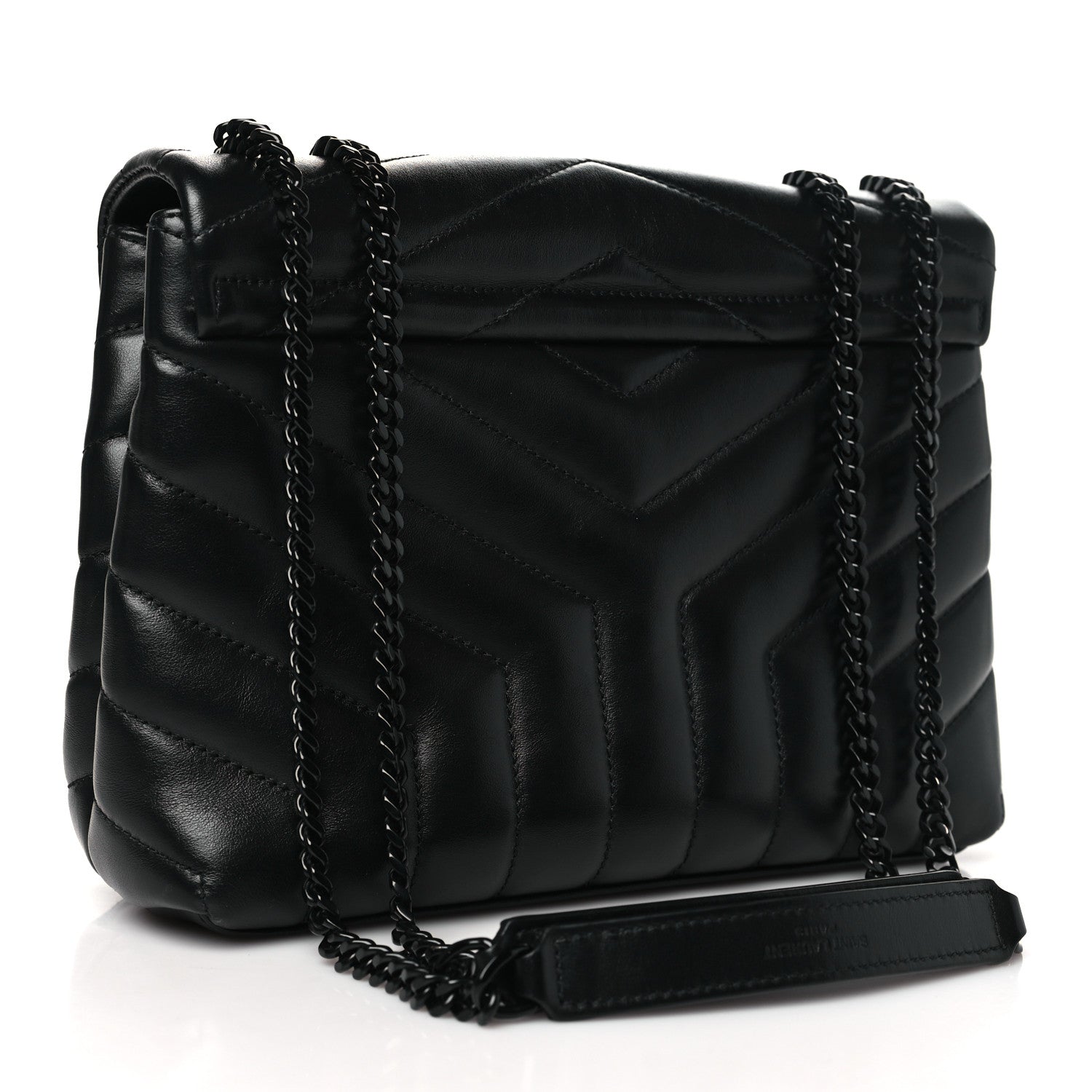 Saint Laurent Calfskin Y Quilted Monogram Monochrome Small Loulou Chain Satchel Black 3 of 10