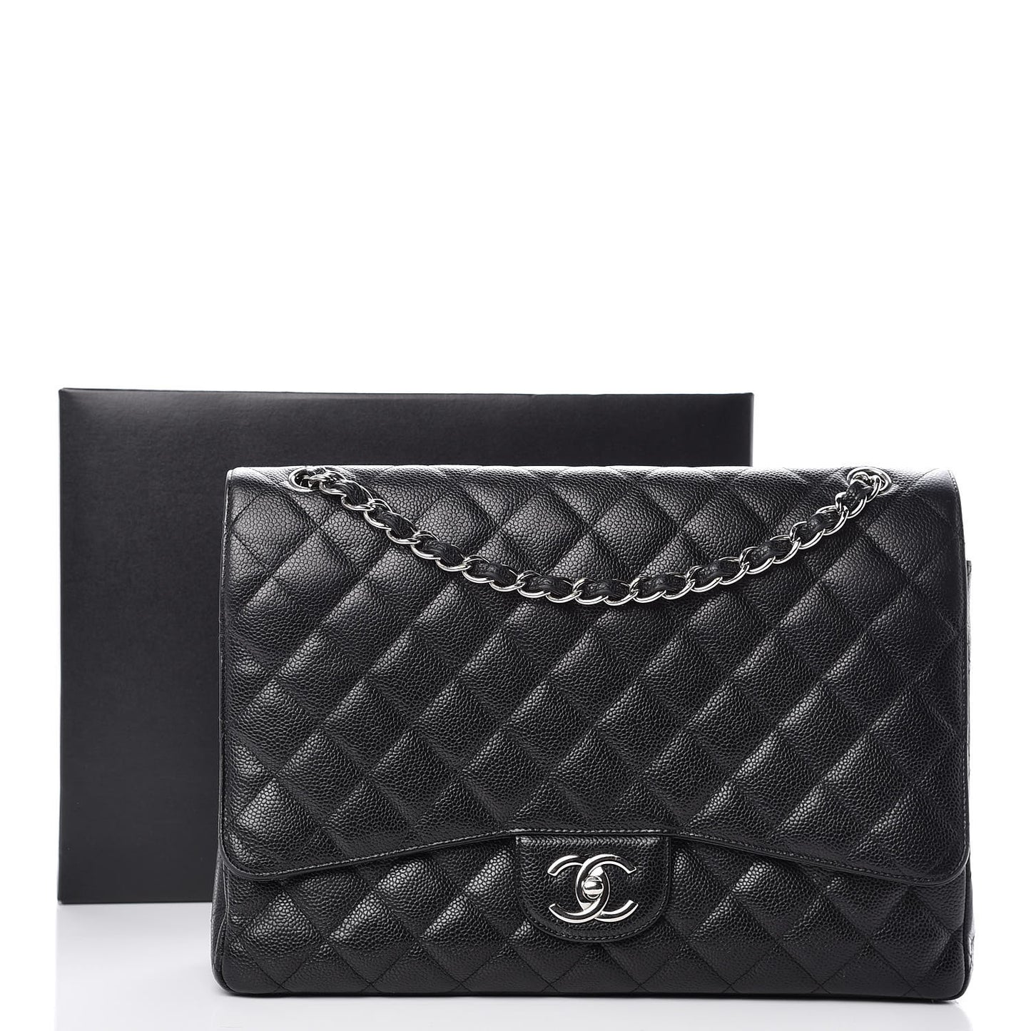 Caviar Quilted Maxi Double Flap Black