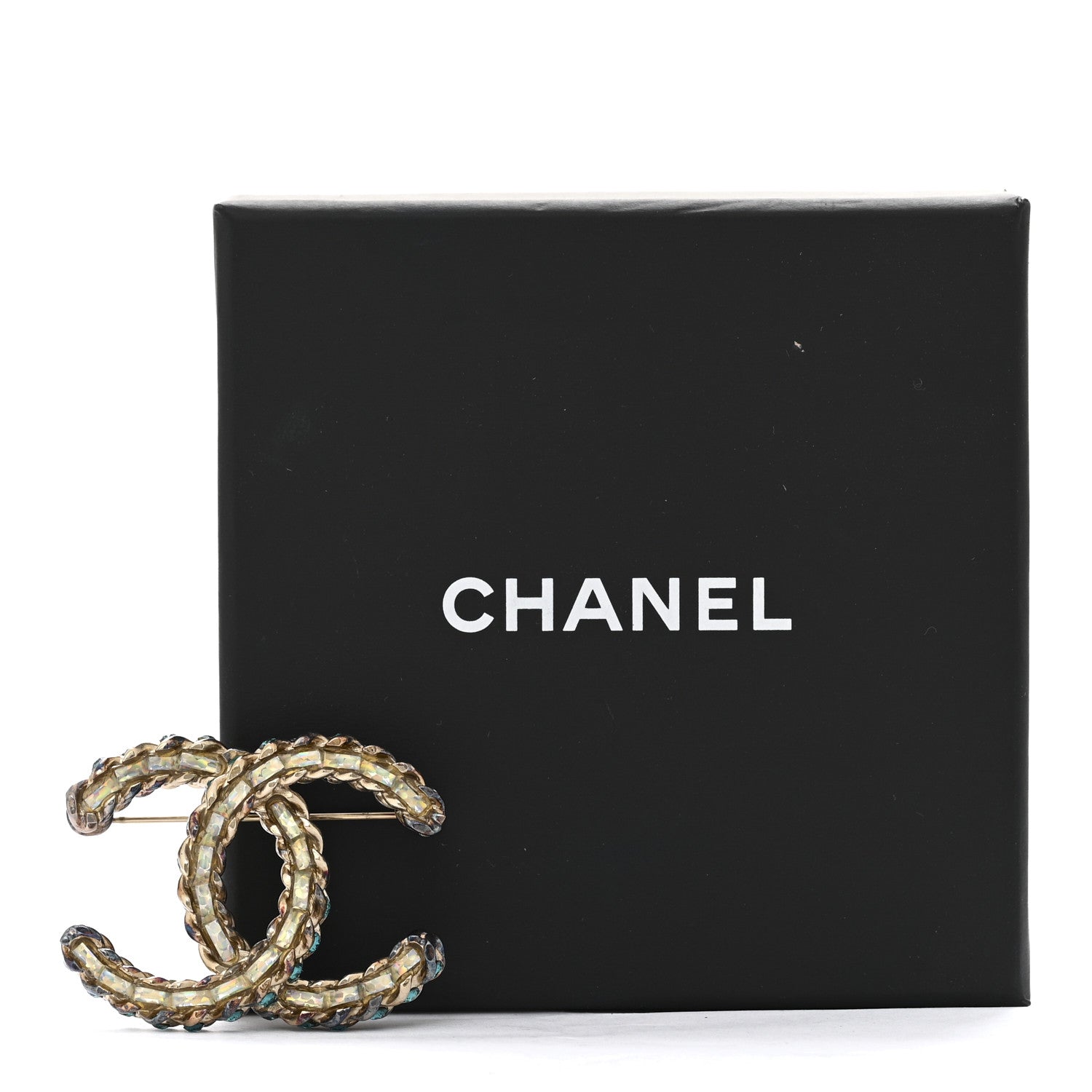 Chanel Iridescent Crystal CC Brooch Blue 5 of 5