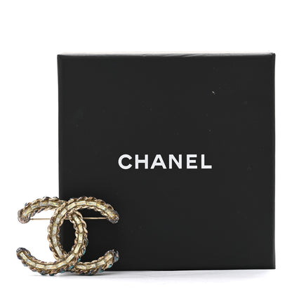 Chanel Iridescent Crystal CC Brooch Blue 5 of 5